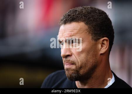 WATFORD, Regno Unito - 27 agosto 2023: Il capo allenatore di Watford Valerien Ismael guarda il suo sguardo durante la partita del campionato Sky Bet tra Watford e Blackburn Rovers a Vicarage Road (Credit: Craig Mercer/ Alamy Live News) Foto Stock