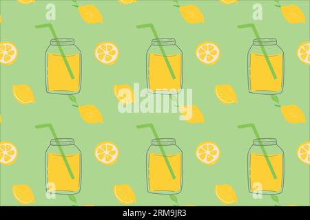 disintossicazione bere limonata con fette di limone - pattern Illustrazione Vettoriale
