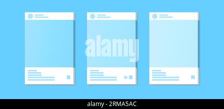 Cornice modello di social media mockup, icone di notifica dei social media 3d. Foto Stock