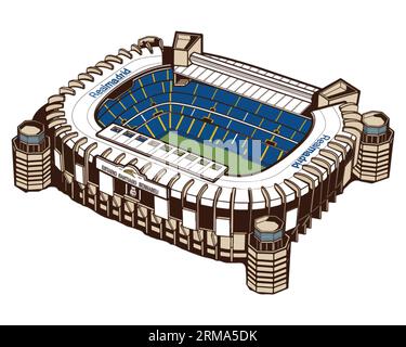 Stadio Santiago Bernabéu Real Madrid Home Ground, illustrazione vettoriale colorata immagine astratta Illustrazione Vettoriale