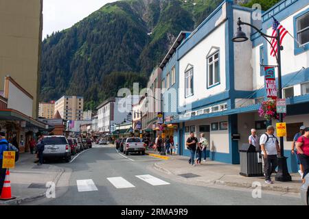 Strada trafficata a Junaeu, Alaska, Stati Uniti Foto Stock