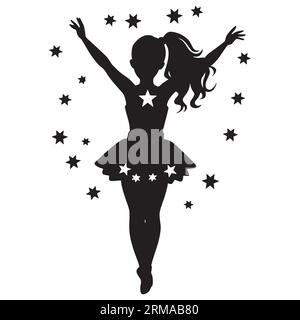 Cheerleader bianco e nero seduti. illustrazione vettoriale Illustrazione Vettoriale