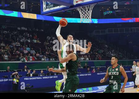 Pasay, Filippine. 27 agosto 2023. Tadas Sedekerskis della squadra di pallacanestro lituana visto in azione durante la partita della Coppa del mondo di pallacanestro maschile FIBA 2023 tra Lituania e Messico alla MOA Arena. Punteggio finale; Lituania 96:66 Messico. (Foto di Earvin Perias/SOPA Images/Sipa USA) credito: SIPA USA/Alamy Live News Foto Stock