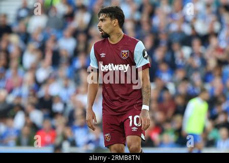 Lucas Paquetá in azione per il West Ham United all'AMEX Stadium Foto Stock