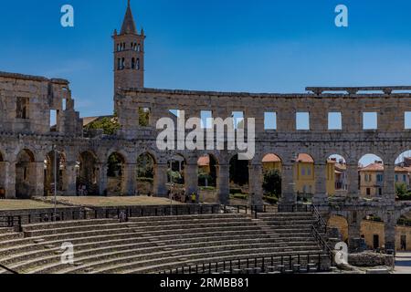 Anfiteatro di Pola attrazioni turistiche arena gladiatoriale in Croazia Foto Stock