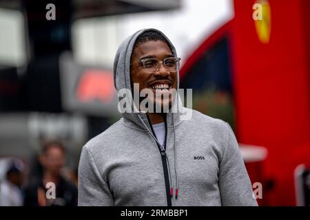 Zandvoort, Paesi Bassi. 24 agosto 2023. CIRCUITO ZANDVOORT, PAESI BASSI - 24 AGOSTO: Anthony Joshua, durante il Gran Premio d'Olanda sul circuito Zandvoort giovedì 24 agosto 2023 a Zandvoort, Paesi Bassi. (Foto di Michael Potts/BSR Agency) credito: BSR Agency/Alamy Live News Foto Stock