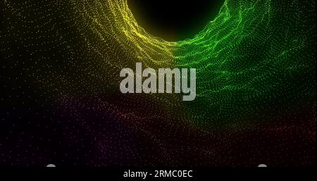 Sfondo astratto con bellissimi colori luminosi, energia brillante, onde magiche e linee dalle particelle. Foto Stock