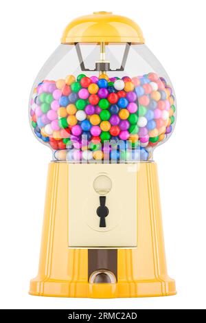 Dispenser di caramelle, macchina Gumball, rendering 3D isolato su sfondo bianco Foto Stock