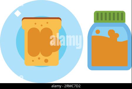 Burro di arachidi in vaso e icona sandwich Illustrazione Vettoriale