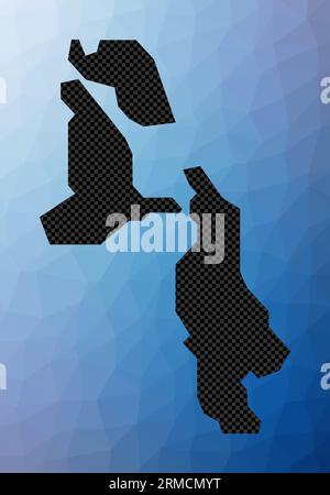 Mappa geometrica di Pig Beach. Forma a stencil di Pig Beach in stile polietilene basso. Illustrazione vettoriale dell'isola alla moda. Illustrazione Vettoriale