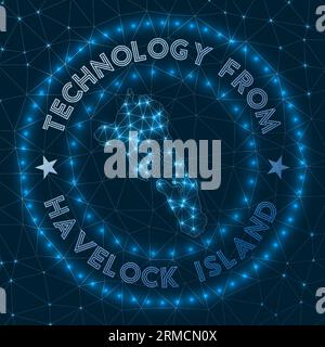 Tecnologia di Havelock Island. Distintivo geometrico futuristico. Concetto tecnologico. Logo Round Havelock Island. Illustrazione vettoriale. Illustrazione Vettoriale