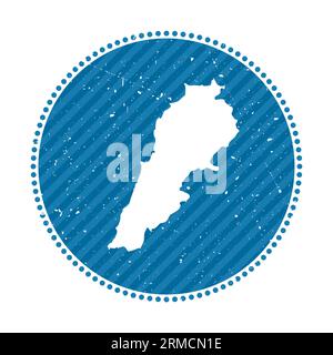 Adesivo da viaggio retrò a righe Libano. Badge con mappa del paese, illustrazione vettoriale. Illustrazione Vettoriale