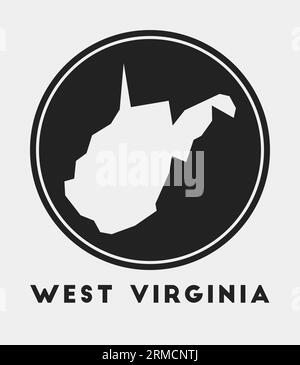 Icona West Virginia. Logo rotondo con noi mappa dello stato e titolo. Elegante distintivo del West Virginia con mappa. Illustrazione vettoriale. Illustrazione Vettoriale