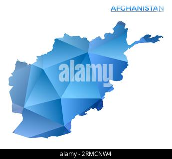 Mappa dell'Afghanistan poligonale vettoriale. Vibrante stile country geometrico in stile polietilene basso. Illustrazione straordinaria per le vostre infografiche. Tecnologia, Internet, netwo Illustrazione Vettoriale