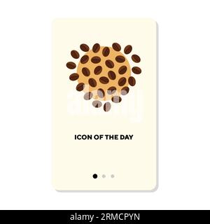 Forma a cuore realizzata con chicchi di caffè icona piatta Illustrazione Vettoriale