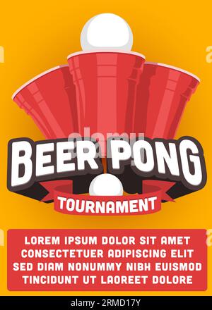 illustrazione vettoriale del modello di poster del torneo beer pong Illustrazione Vettoriale