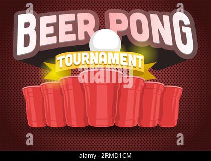 illustrazione vettoriale della piastra teplate per torneo beer pong Illustrazione Vettoriale
