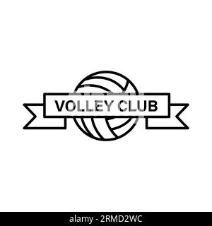 Modello piatto vettoriale con logo Volley Ball Illustrazione Vettoriale