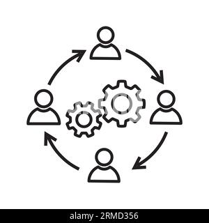 Immagine vettoriale icona collaborazione aziendale. Concetto di Teamwork Corporation. Icona concettuale del funzionamento coesivo di businesSteam Illustrazione Vettoriale