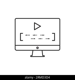 icona sottotitoli. Segno di stile lineare isolato su sfondo bianco. Illustrazione vettoriale Illustrazione Vettoriale