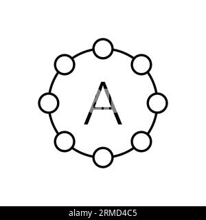 Icona antiossidante isolata su sfondo bianco. Illustrazione vettoriale. Icona antiossidante in stile piatto. Illustrazione del vettore molecolare su isola bianca Illustrazione Vettoriale