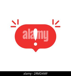 icona importante o urgente con un fumetto rosso. trend piatto moderno logotipo sms logotipo graphic design elemento web isolato su bianco. concetto di Illustrazione Vettoriale