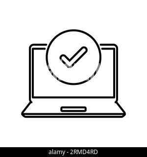 convalidare l'icona con un notebook sottile e selezionare. elemento web di disegno lineare con logotipo semplice isolato su bianco. concetto di accesso facilitato e prog Illustrazione Vettoriale