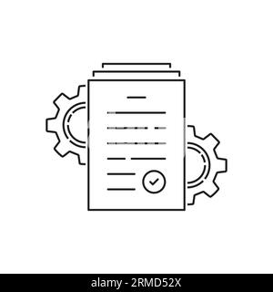 icona di controllo kpi a linea sottile o di esecuzione dell'operazione. efficienza aziendale moderna lineare o logotipo di documento digitale elemento di progettazione grafica tratto grafico isolato Illustrazione Vettoriale