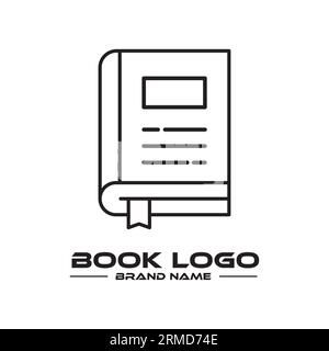 icona nera di un libro astratto a linee sottili per l'istruzione. semplice lineart trend stroke art knowledge logotipo grafico web design elemento isolato su bianco. con Illustrazione Vettoriale