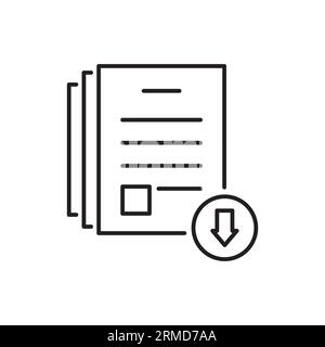 file pdf per il download in linea sottile, come il caricamento di documenti. trend lineare lineare lineare lineare moderno design lineart grafico con logotipo di tratto isolato su sfondo bianco. concetto di Illustrazione Vettoriale