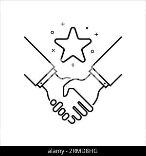 shakehand sottile con una partnership da star. elemento di design logotipo regalo lineare lineare piatto, semplice, isolato su bianco. concetto di consumer se Illustrazione Vettoriale