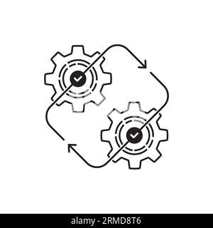 processo di funzionamento a linea sottile per una produzione efficace - icona. concetto di simbolo del flusso di lavoro o procedura tecnica semplice. delinea la tendenza semplice e moderna Illustrazione Vettoriale