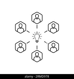 lampadina nera sottile come icona di brainstorming. trend lineare lineare lineare moderno design lineart logotipo isolato su sfondo bianco. metafora di e-lea Illustrazione Vettoriale