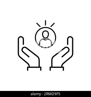 fidelizzazione dei clienti o dei clienti in linea sottile. concetto di marketing di nicchia e supporto per consumatori o lavoratori. stile lineare piatto tendenza moderna semplice presa logotipo Illustrazione Vettoriale