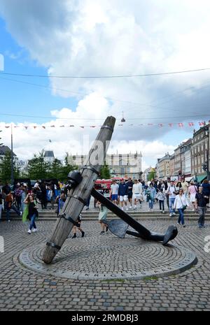 L'ancora commemorativa a Nyhavn, Copenaghen, Danimarca. Foto Stock