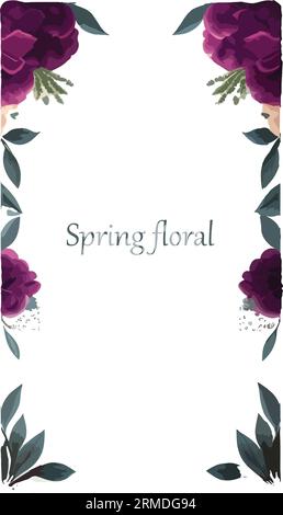 scheda di invito con cornice floreale Illustrazione Vettoriale