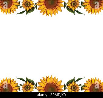 cornice floreale con bordo girasole Illustrazione Vettoriale