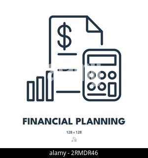 Icona pianificazione finanziaria. Investimenti, Finanza, Gestione. Tratto modificabile. Icona vettore semplice Illustrazione Vettoriale