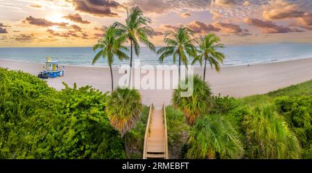 Aerial Panoramic View, Hollywood Beach, Miami, Florida Foto Stock