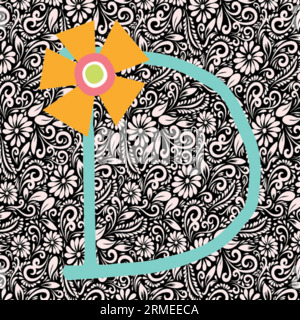 Lettera alfabetica D, disegno lettera alfabetica, illustrazione lettera alfabetica, ultima immagine, illustrazione lettere, vettore alfabetico, vettore font Illustrazione Vettoriale