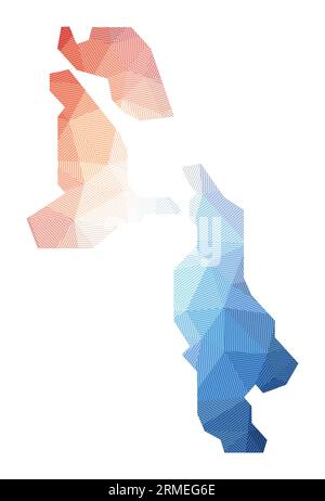 Mappa di Pig Beach. Bassa illustrazione poliedrica dell'isola. Design geometrico con strisce. Tecnologia, Internet, concetto di rete. Illustrazione vettoriale. Illustrazione Vettoriale