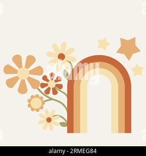 Retro Groovy Rainbow Illustrazione Vettoriale