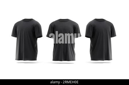 Mockup bianco nero oversize per t-shirt, vista frontale e laterale Foto Stock