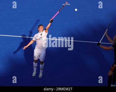 Monchengladbach, Deutschland. 21 agosto 2023. Firo : 08/21/2023 Hockey Field Hockey Euro 2023 maschile CAMPIONATI EUROPEI GERMANIA - Olanda Mats Grambusch, GER/dpa/Alamy Live News Foto Stock