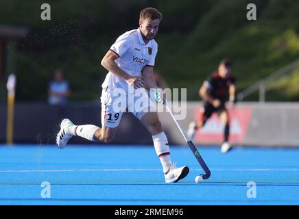 Monchengladbach, Deutschland. 21 agosto 2023. Firo : 21.08.2023 hockey su prato Euro 2023 uomini CAMPIONATI EUROPEI GERMANIA - Olanda azione singola Justus Weigand, GER/dpa/Alamy Live News Foto Stock