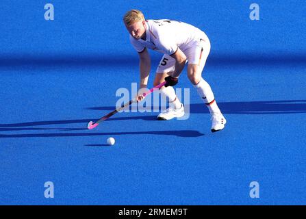 Monchengladbach, Deutschland. 21 agosto 2023. Firo : 08/21/2023 Hockey hockey su campo Euro 2023 uomini CAMPIONATI EUROPEI GERMANIA - Olanda azione singola Tom Grambusch, GER/dpa/Alamy Live News Foto Stock