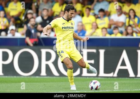 Vila-Real, Spagna. 27 agosto 2023. Alfonso Pedraza (Villarreal) calcio: Spagnolo "la Liga EA Sports" partita tra Villarreal CF 3-4 FC Barcelona presso l'Estadio de la ceramica di Vila-Real, Spagna. Crediti: Mutsu Kawamori/AFLO/Alamy Live News Foto Stock