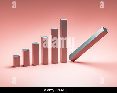 Business e il concetto di fallimento. Grafico in bancarotta con recessione. rendering 3d Foto Stock