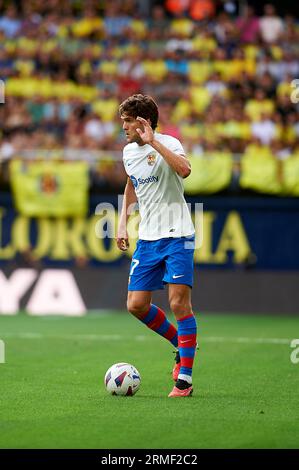 Villareal, Spagna. 27 agosto 2023. Kiko Femenia del Villarreal CF in azione durante la Liga EA Sport Regular Season Round 3 tra il Villareal CF e il FC Barcelona allo Stadio ceramica. Villareal CF 3 : 4 FC Barcelona. Credito: SOPA Images Limited/Alamy Live News Foto Stock