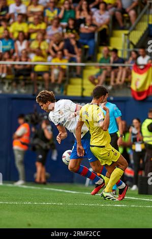 Villareal, Spagna. 27 agosto 2023. Gerard Moreno del Villarreal CF in azione durante la Liga EA Sport Regular Season Round 3 tra il Villareal CF e il FC Barcelona allo Stadio ceramica. Villareal CF 3 : 4 FC Barcelona. Credito: SOPA Images Limited/Alamy Live News Foto Stock